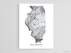 Illinois state map art print designed by Maps As Art.