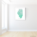 Illinois state map print with natural landscape in aqua tints designed by Maps As Art.