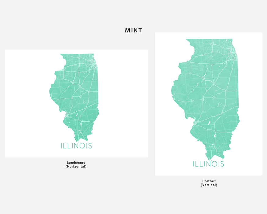 Illinois state map print with a topographic landscape design by Maps As Art.