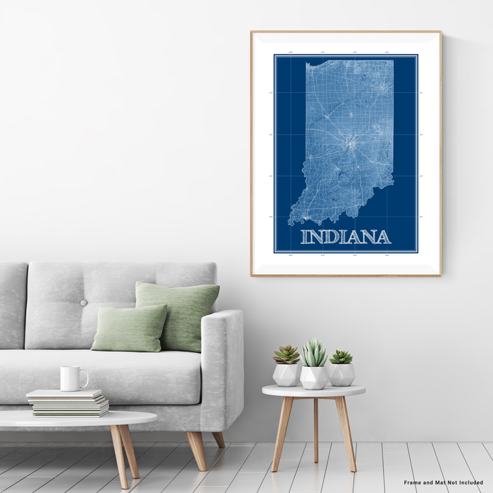 Indiana Map Print, Blueprint — Maps As Art