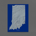 Indiana state map print with natural landscape in greyscale and a navy blue background designed by Maps As Art.