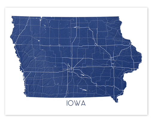 Iowa map art print by Maps As Art.