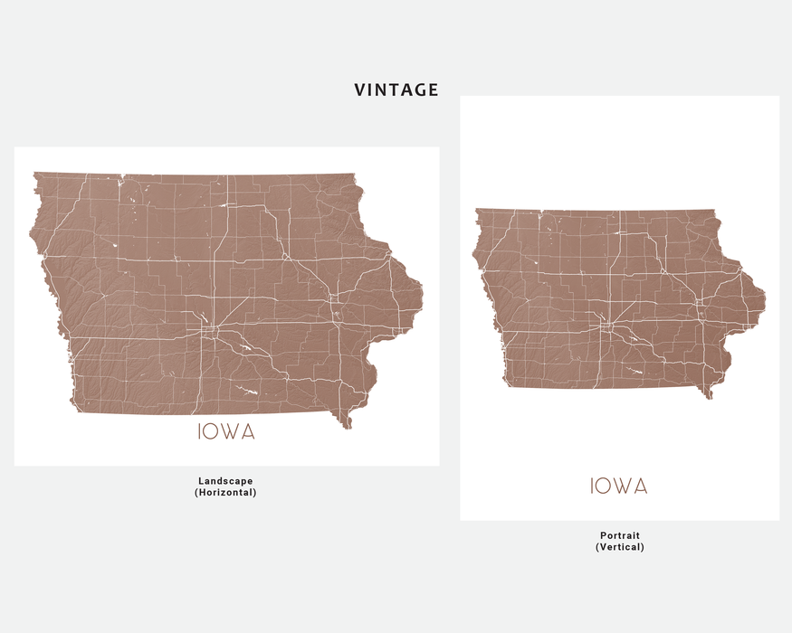 Iowa map art print Vintage by Maps As Art.