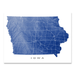 Iowa state map print with natural landscape and main roads in Navy designed by Maps As Art.