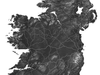 Ireland map print with natural landscape and main roads designed by Maps As Art.