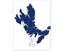 Isle of Skye Scotland island map print with a 3D topographic design by Maps As Art.