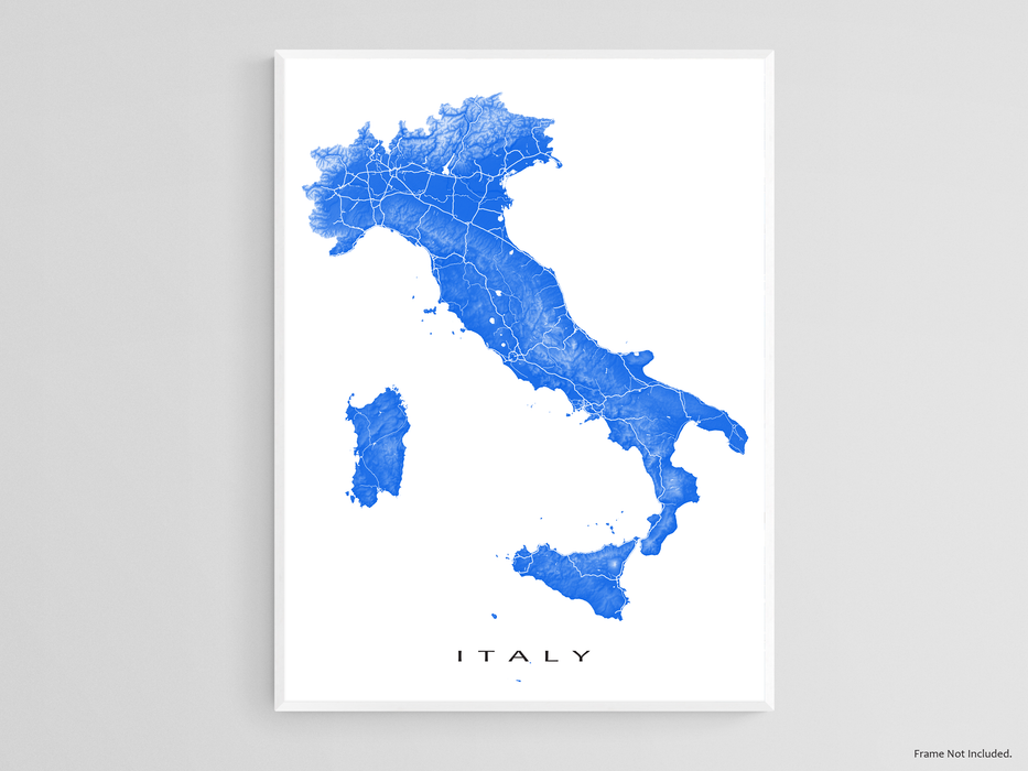 Italy Map Wall Art Print, Europe Country Poster, Rome Milan Florence Venice