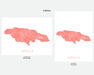 Jamaica map print in Coral by Maps As Art.