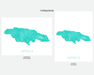 Jamaica map print in Turquoise by Maps As Art.
