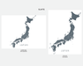 Japan map print in Slate by Maps As Art.