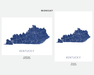 Kentucky state map print in Midnight by Maps As Art.