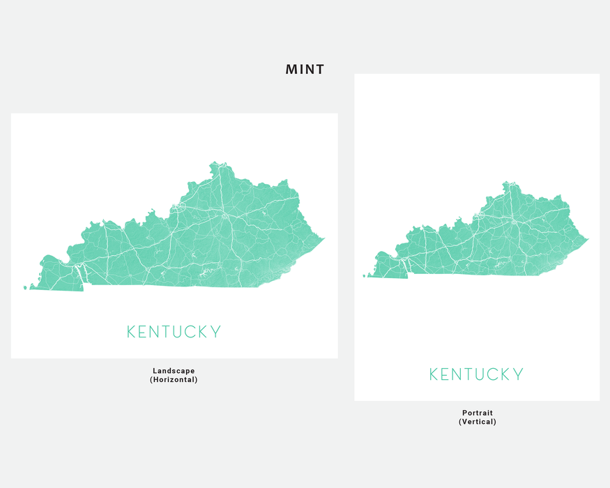 Kentucky state map print in Mint by Maps As Art.