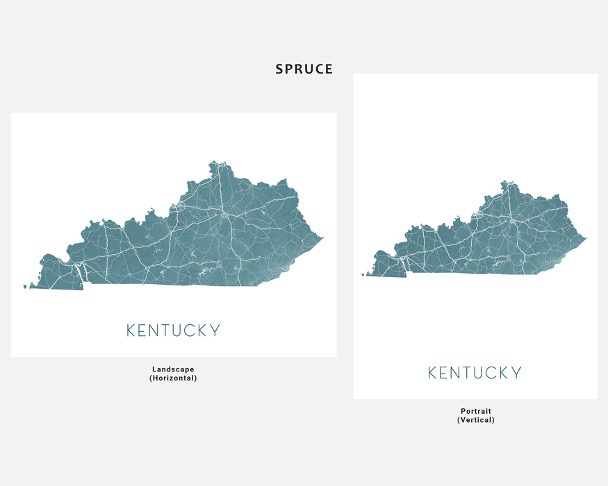 Kentucky state map print in Spruce by Maps As Art.