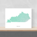 Kentucky state map print with natural landscape in aqua tints designed by Maps As Art.