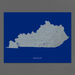 Kentucky state map print with natural landscape in greyscale and a navy blue background designed by Maps As Art.
