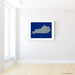 Kentucky state map print with natural landscape in greyscale and a navy blue background designed by Maps As Art.