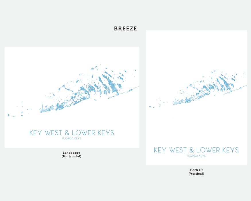 Key West and Lower Keys Florida Keys map print by Maps As Art.