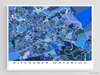 Kitchener - Waterloo, Ontario, Canada map art print in blue shapes designed by Maps As Art.