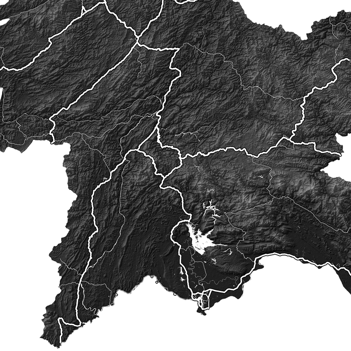 Laos map print close-up with natural landscape and main roads designed by Maps As Art.