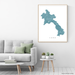Laos map print with natural landscape and main roads in Marine designed by Maps As Art.
