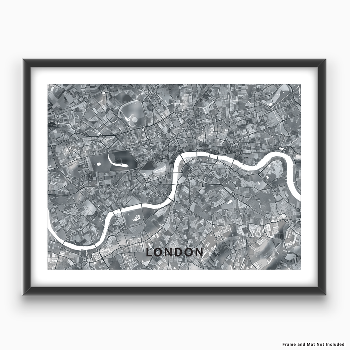 Maps As Art London black and white shapes map print.