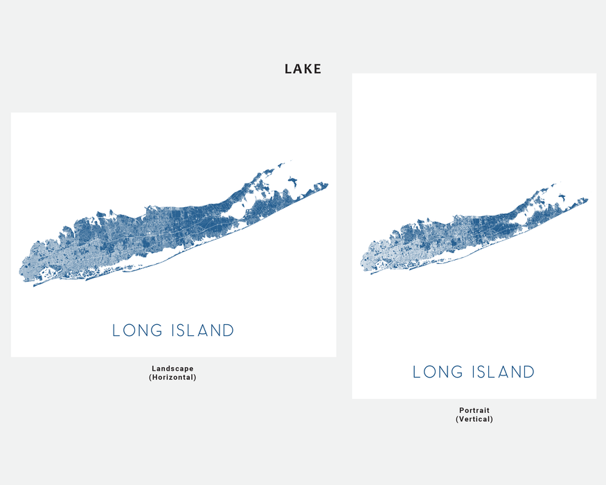 Long Island, New York map print in Lake by Maps As Art.