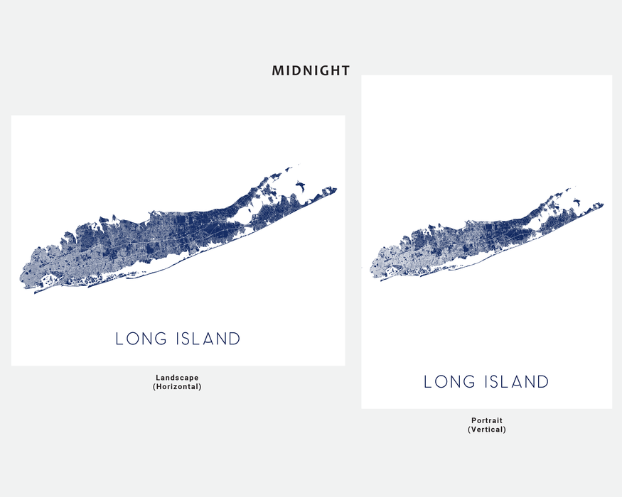 Long Island, New York map print in Midnight by Maps As Art.
