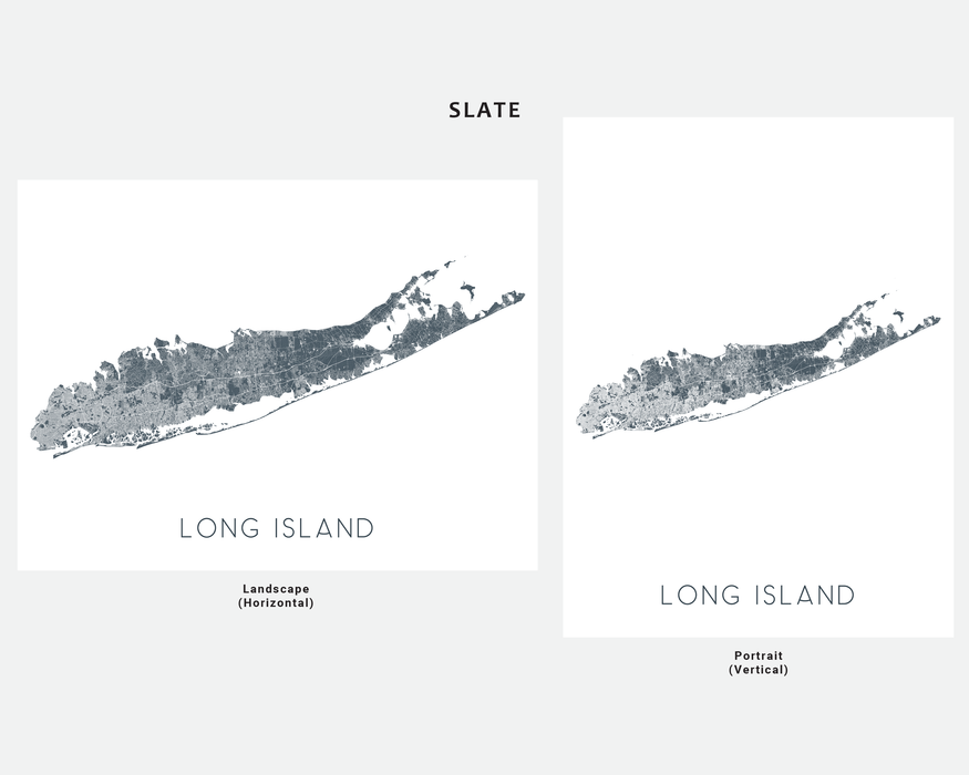 Long Island, New York map print in Slate by Maps As Art.