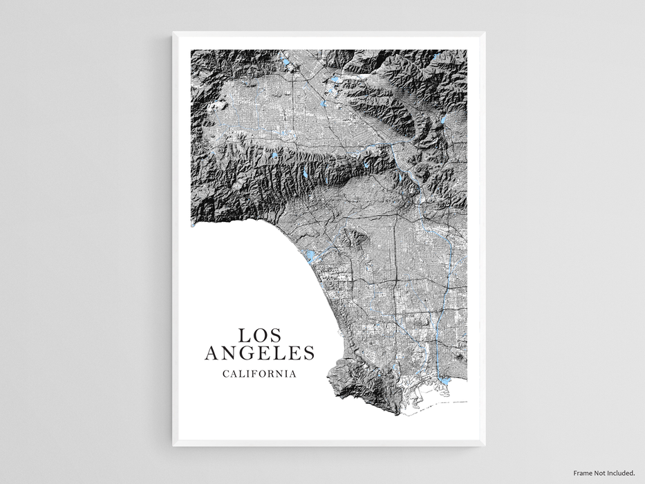 Black and White Los Angeles map art print designed by Maps As Art.