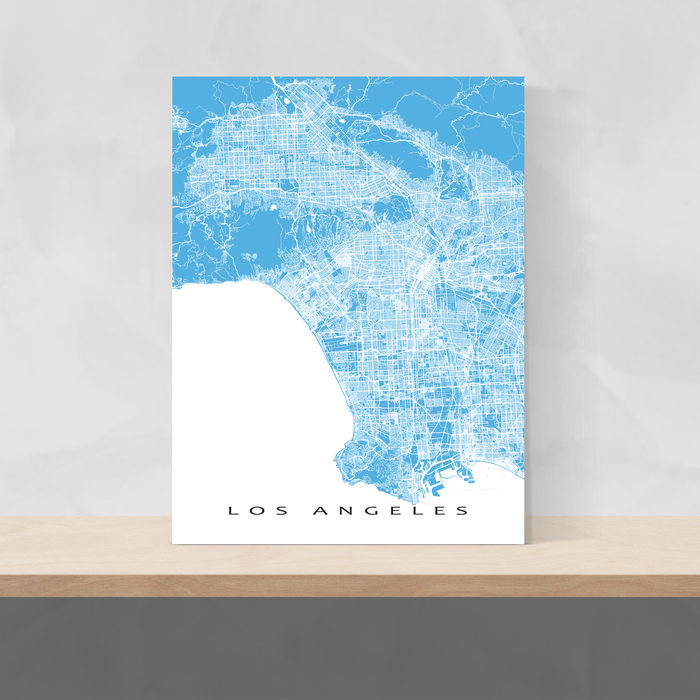 Los Angeles, California map print with city streets and roads in Malibu designed by Maps As Art.