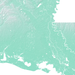 Louisiana state map print with natural landscape in aqua tints designed by Maps As Art.