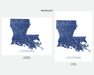 Louisiana state map print in Midnight by Maps As Art.