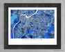 Louisville, Kentucky map art print in blue shapes designed by Maps As Art.