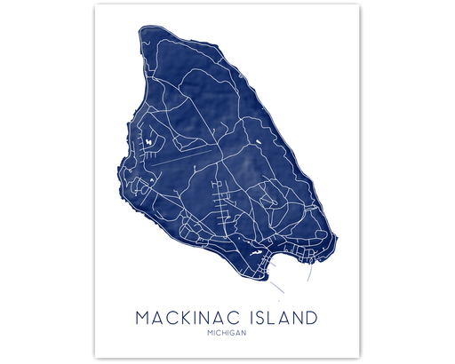 Mackinac island, Michigan map print by Maps As Art.