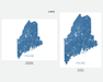 Maine state map print in Lake by Maps As Art.