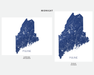 Maine state map print in Midnight by Maps As Art.