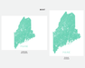 Maine state map print in Mint by Maps As Art.