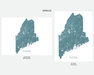 Maine state map print in Spruce by Maps As Art.