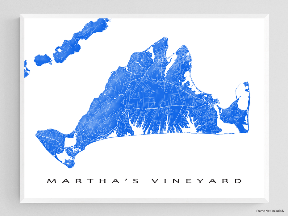 Marthas Vineyard island map print with a topographic landscape design by Maps As Art.