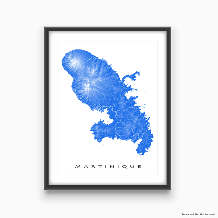 Martinique map print in Blue by Maps As Art.