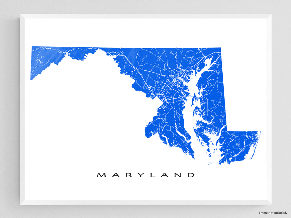 Maryland state map print designed by Maps As Art.