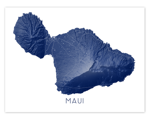 Maui Hawaii map print in Midnight by Maps As Art.