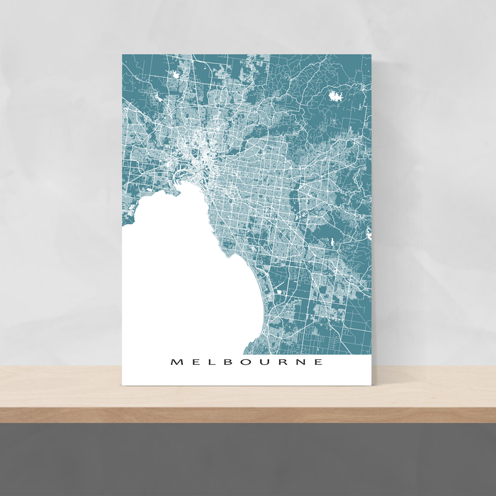 Melbourne, Australia regional map print with main roads in Marine designed by Maps As Art.