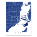 Miami, Florida map print with city streets and roads in Navy designed by Maps As Art.