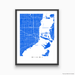 Miami, Florida map print with city streets and roads in Blue designed by Maps As Art.