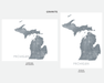 Maps As Art Michigan state map print in Granite.