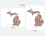 Maps As Art Michigan state map print in Vintage.