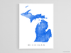 Michigan state map art print designed by Maps As Art.