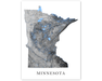 Minnesota state map print by Maps As Art.