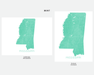Mississippi state map print in Mint by Maps As Art.